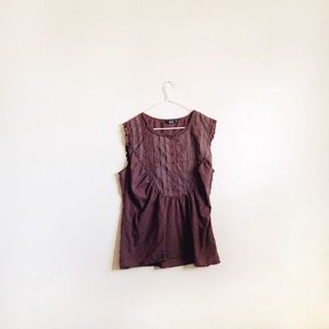 Brown Sleeveless Blouse